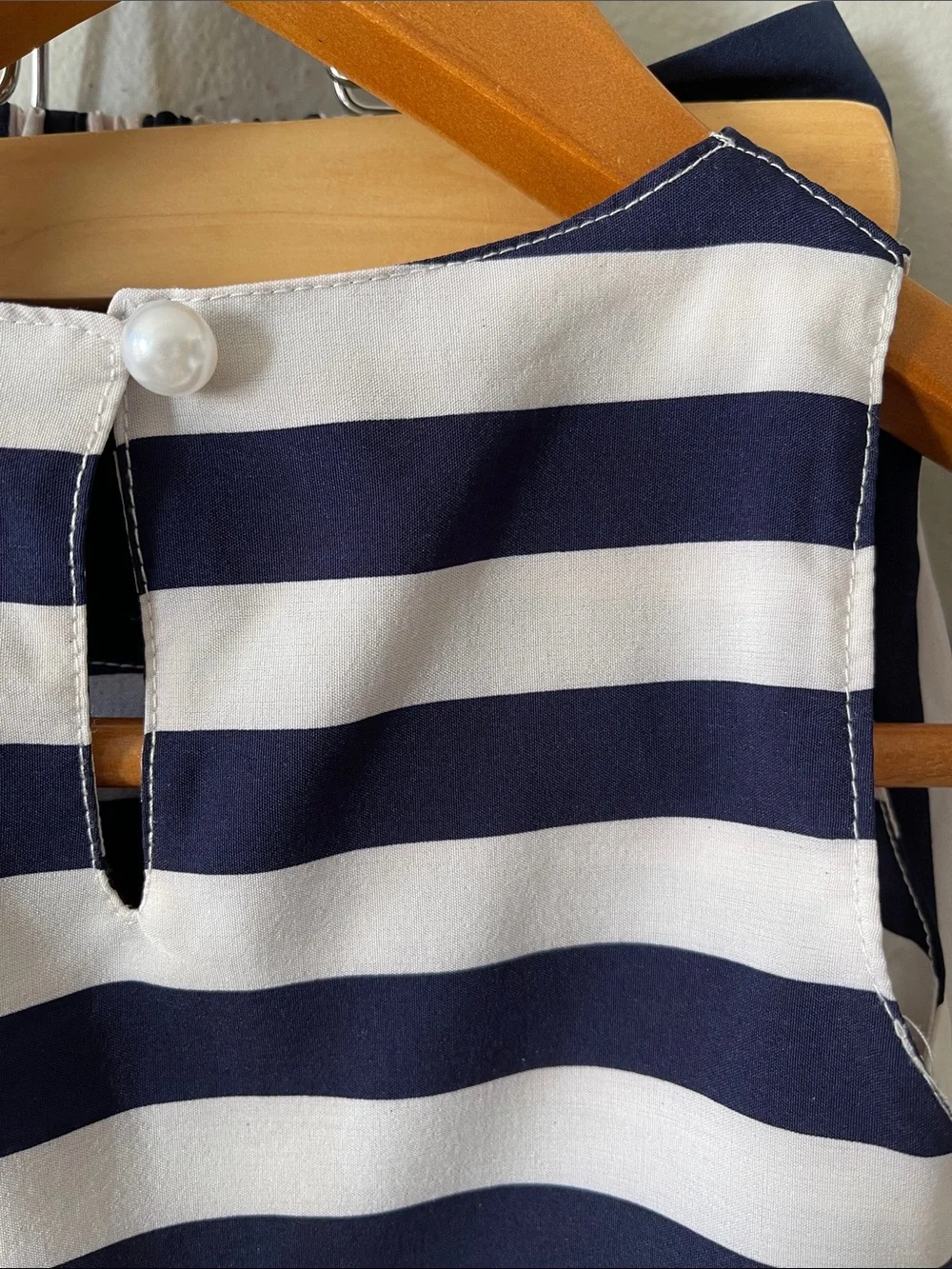 Wide pants Navy and White Striped Two-Piece Set coastal summer resort